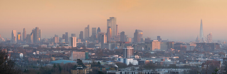 UK, England, London, cityscape from Parliament Hill sunset