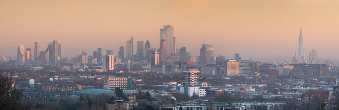 UK, England, London, Cityscape From Parliament Hill Sunset