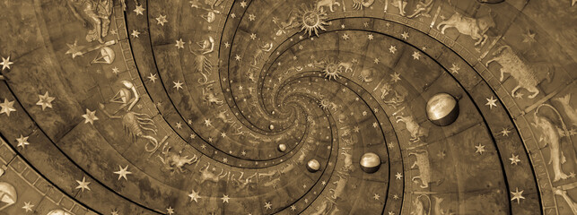 Abstract old conceptual background on mysticism, astrology, fantasy
