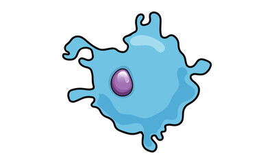 Macrophage Cell Vector Illustration, White Background, Immunology Education and Research Concept for Medical Designs