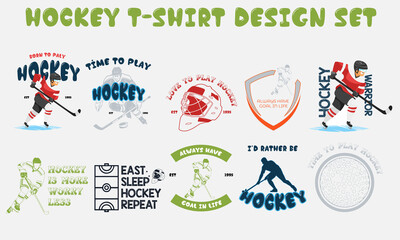 Hockey T-Shirt Design Vector Set