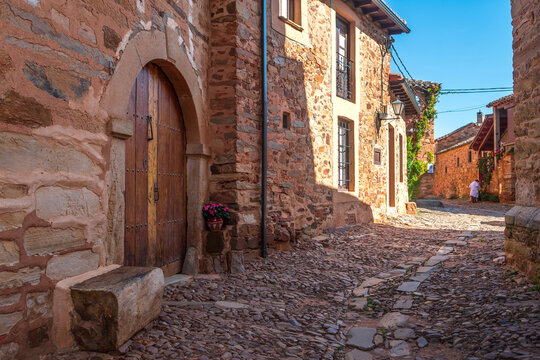 street view of castrillo de los polvazares maragato town, Spain