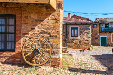 street view of castrillo de los polvazares maragato town, Spain