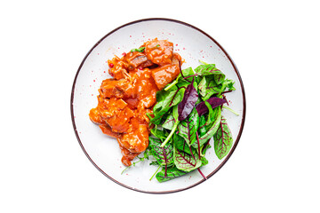 meat tomato sauce spezzatino pork beef lamb fresh portion dietary healthy meal food diet still life snack on the table copy space food background rustic top view keto or paleo diet