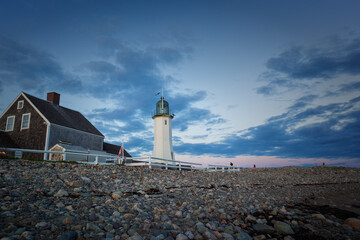 Fototapeta na wymiar Sunset in Scituate Lighthouse, Massachusetts