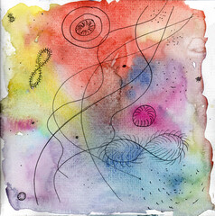 watercolor sketch with abstract image