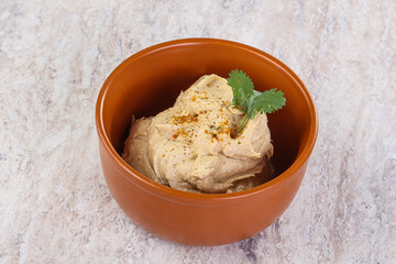 Traditional Jewish Hummus with olive oil