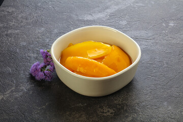 Sweet canned tropical fruit mango