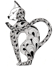 Illustration of teapot decor in the shape of a cat