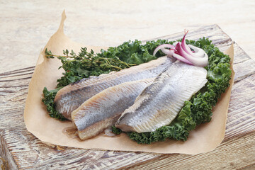 Marinated Herring fillet with onion