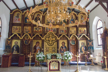 Fototapeta na wymiar Interior of St. Seraphim of Sarov Temple, Svetlogorsk, Russia.