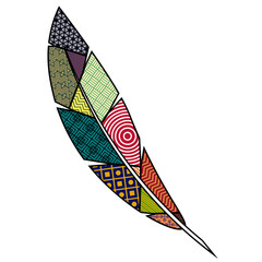 pluma con patrón pintada