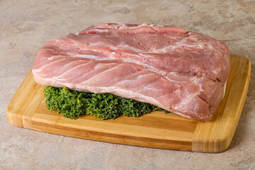 Raw pork loin for cooking