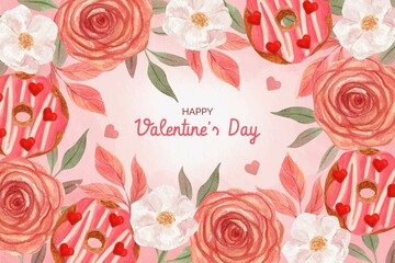 watercolor valentine day background design vector illustration design vector illustration