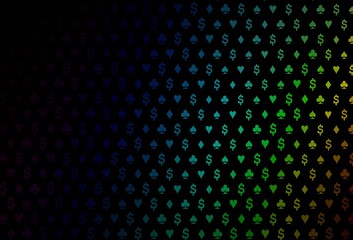 Obraz premium Dark multicolor, rainbow vector cover with symbols of gamble.