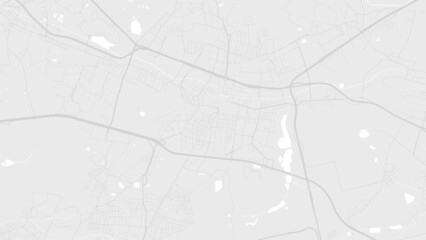 White and light grey Katowice city area vector background map, roads and water illustration. Widescreen proportion, digital flat design.