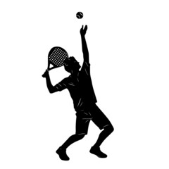 Padel Tennis Player Icon Illustration. Paddle Sport Vector Graphic Symbol Clip Art. Sketch Black Sign young man is padel tennis player jump to the ball good looking for posts and poster video