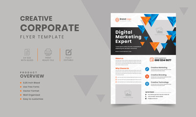 Abstract triangle Circle corporate flyer design template | One-page brochure cover booklet poster 