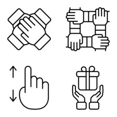Obraz premium Allhandgestures Flat Icon Set Isolated On White Background