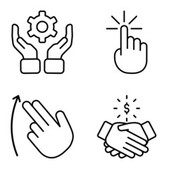 Allhandgestures Flat Icon Set Isolated On White Background