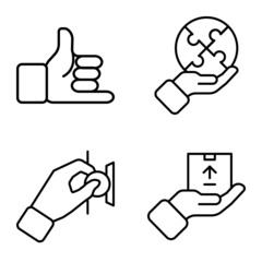 Allhandgestures Flat Icon Set Isolated On White Background