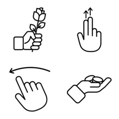 Allhandgestures Flat Icon Set Isolated On White Background