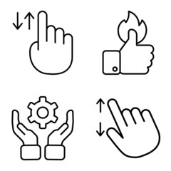 Allhandgestures Flat Icon Set Isolated On White Background