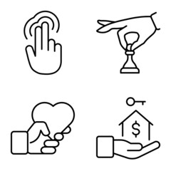 Allhandgestures Flat Icon Set Isolated On White Background