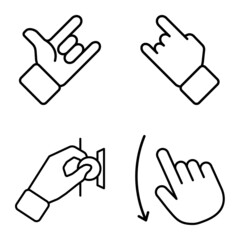 Allhandgestures Flat Icon Set Isolated On White Background