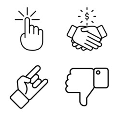 Allhandgestures Flat Icon Set Isolated On White Background