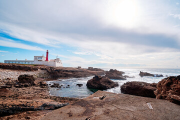 Fototapeta na wymiar Farol do Cabo Raso. Beautiful landscape. Atlantic ocean rock shore, Portugal.