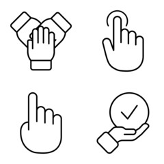 Allhandgestures Flat Icon Set Isolated On White Background