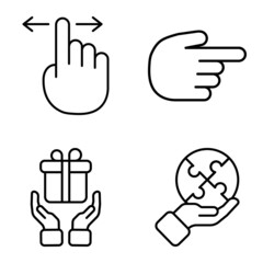 Allhandgestures Flat Icon Set Isolated On White Background