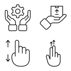Fototapeta premium Allhandgestures Flat Icon Set Isolated On White Background