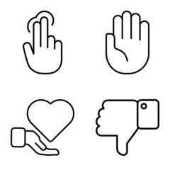 Allhandgestures Flat Icon Set Isolated On White Background