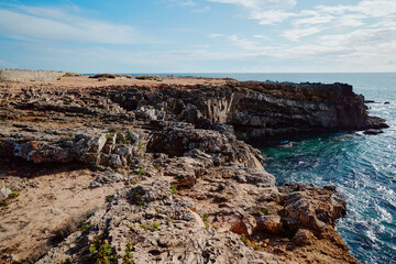 Fototapeta na wymiar Beautiful landscape. Atlantic ocean rock shore, Portugal.