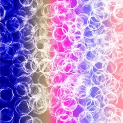 Transparent chaotic bubbles on the gradient background. Pastel colors