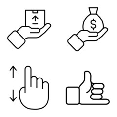 Allhandgestures Flat Icon Set Isolated On White Background