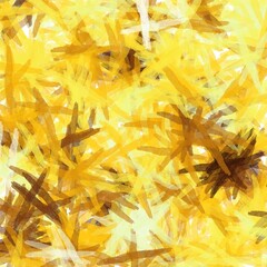 Chaotic yellow and brown brush strokes, foliage imitation. Abstract pattern