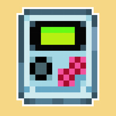 portable pixel video game, editable pixel vector art.