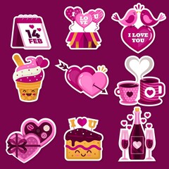 flat valentine day stickers collection design vector illustration design vector illustration
