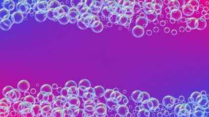 Shampoo bubble. Detergent bath foam, suds and soap for bathtub.