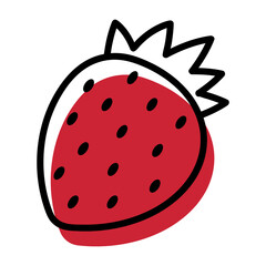 Obraz premium Garden strawberry fruit or strawberries flat color vector icon for food apps and websites