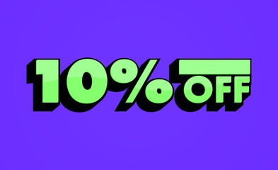 10% off store sign with purple background