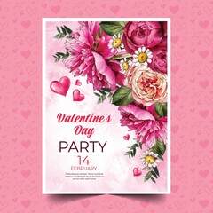 watercolor valentine day vertical flyer template design vector illustration design vector illustration