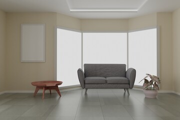 Naklejka na ściany i meble living room design. empty room design interior 3d render