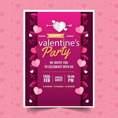 paper style valentine day vertical poster template design vector illustration design vector illustration
