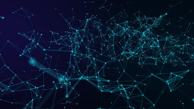 Plexus lines footage animation. Futuristic blue background. 