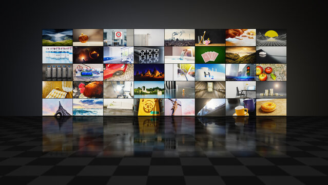Flat screen matrix television video wall