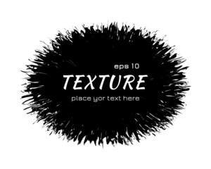 Round brush stroke. Circle spray texture. Frame paint rough. Grunge effect. Abstract black border isolated on white background. Hand drawn sketch ink boarder. Splatter particle. Vector illustration